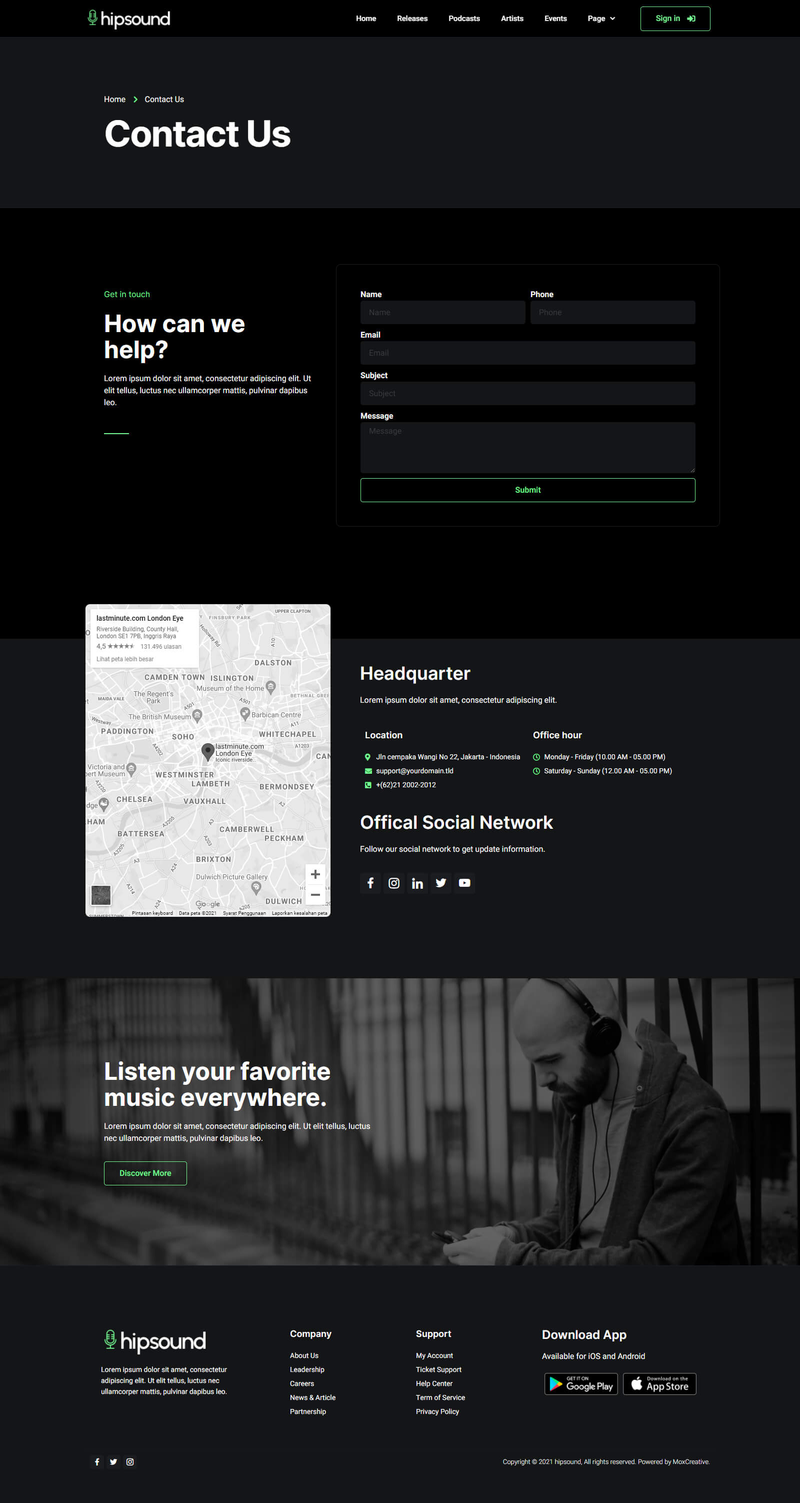 Hipsound Music Streaming & Podcast Elementor Template Kit by moxcreative
